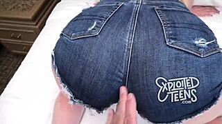 Busty College Girl Shows Ass In Daisy Duke Shorts