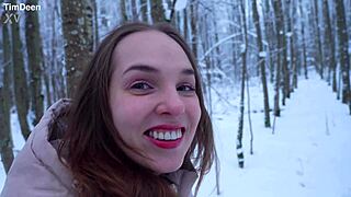 snowy woods conceal muscular man during outdoor winter encounter