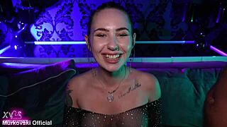 Bella mur joins darko mur and leo casanova for rough threesome after party. She rides both cocks.