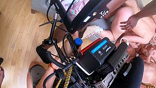 Real behind the scenes anal double penetration with four guys and ebony.