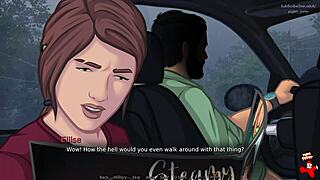 În această parodie TLou, roșcata de 18+ se apleacă pentru doggy în mașină