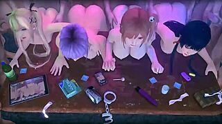 Tânări japoneze drăguțe în sex hardcore 3D desenat