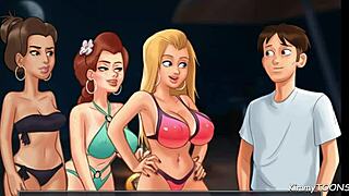 ब्लॉन्ड चीयरलीडर बीच पर बड़े फुटबॉल लंड से हार्ड ड्रिल्ड