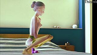 Hey, schau diese 18+ Teen in Strümpfen bei solo 3D Masturbation!