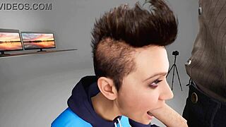 Teen i 3D Hentai Giver Deepthroat Blowjob Med Gagging