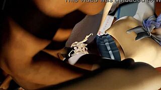 3D милая студентка в коротком платье наслаждается интенсивным сексом