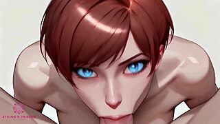 Kom i min mund - Close Up POV sugepik fra kort-håret rødhårede med små patter